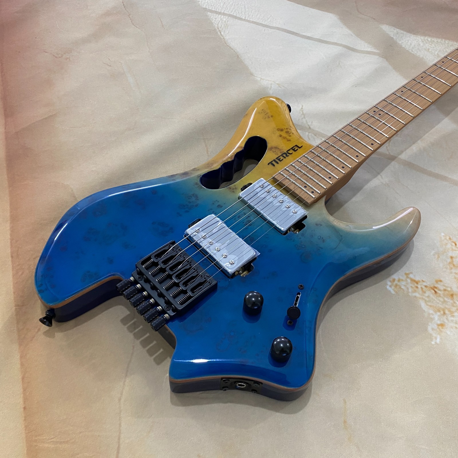 Headless Guitar HH pickups basswood body blue Discount