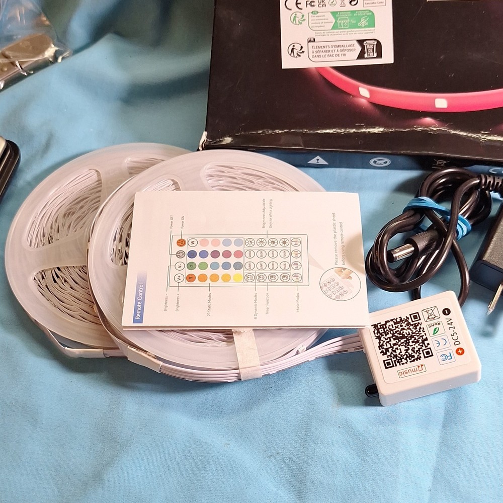 Jmusic 100ft Multicolor LED Light Strip Remote App Control Music Modes Timer