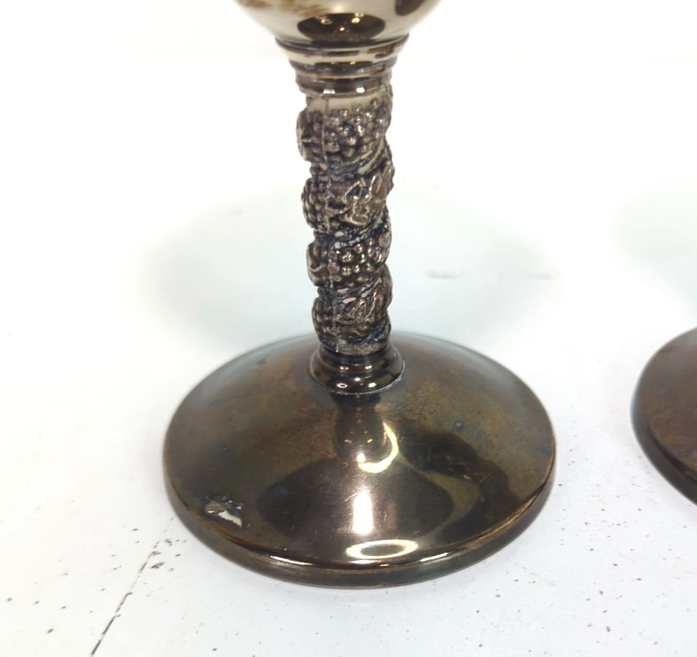 Vintage 6 Silver Plated Roma S.L. Spain Madrid 7-1/8” Height Wine Goblets Used
