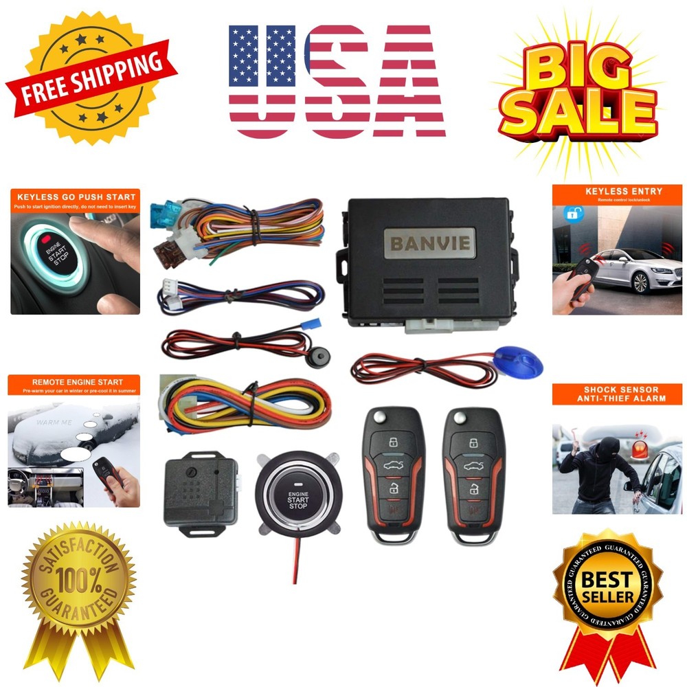 Car Keyless Entry Security Alarm System + ② Remote Engine Starter + ③ Push to...
