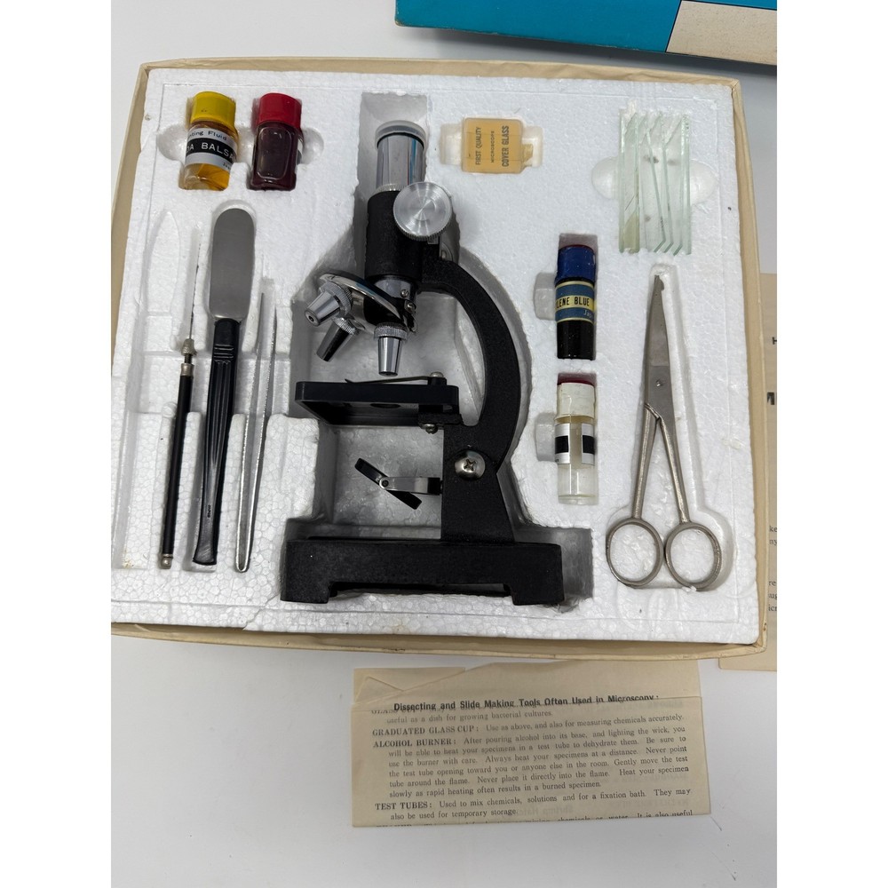 Vintage Junior Microscope Set Complete with Box and Accessories