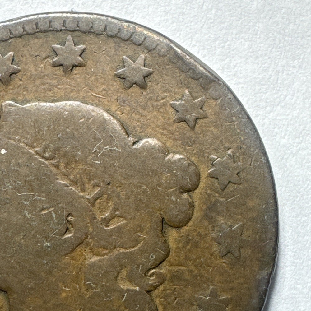 1819 Coronet Head Large Cent Rim Damage