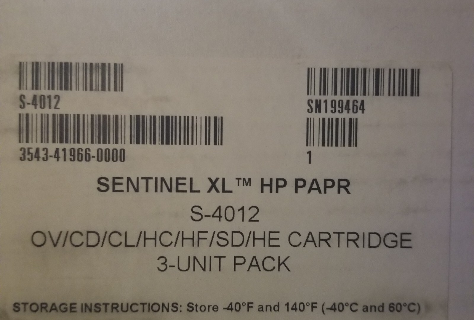 SEALED 3-PACK S-4012 XL PAPR Cartridge ORGANIC VAPOR HEPA ILC Dover Sentinel 3M