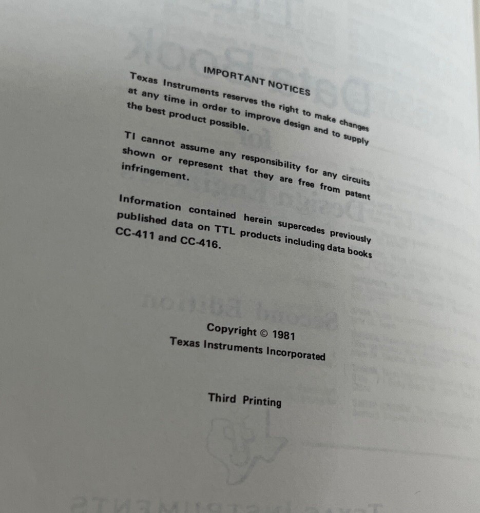 The TTL Data Book For Design Engineers Texas Instruments Second Edition 1981