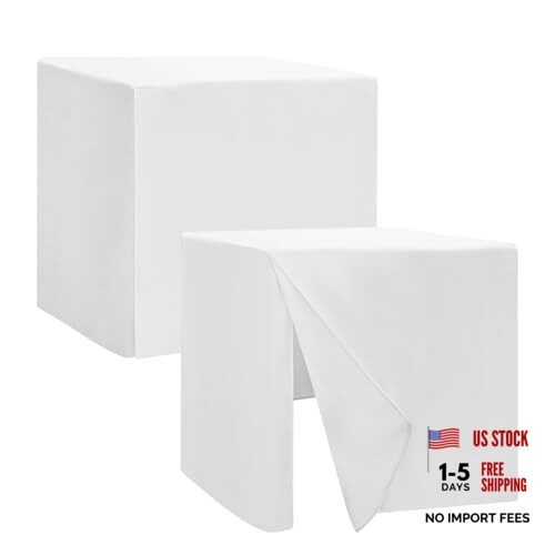 2 Pack Square Fitted Table Covers - 34 x 34 34 Square| 2 Pack Versatile White