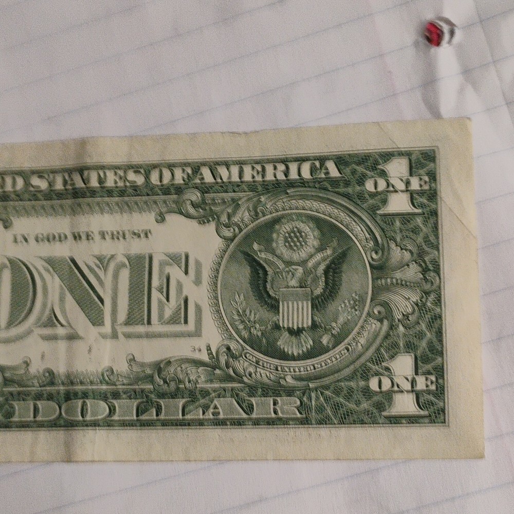 $1 US Dollar Error Note Obstructed Portrait Hole A79462609A