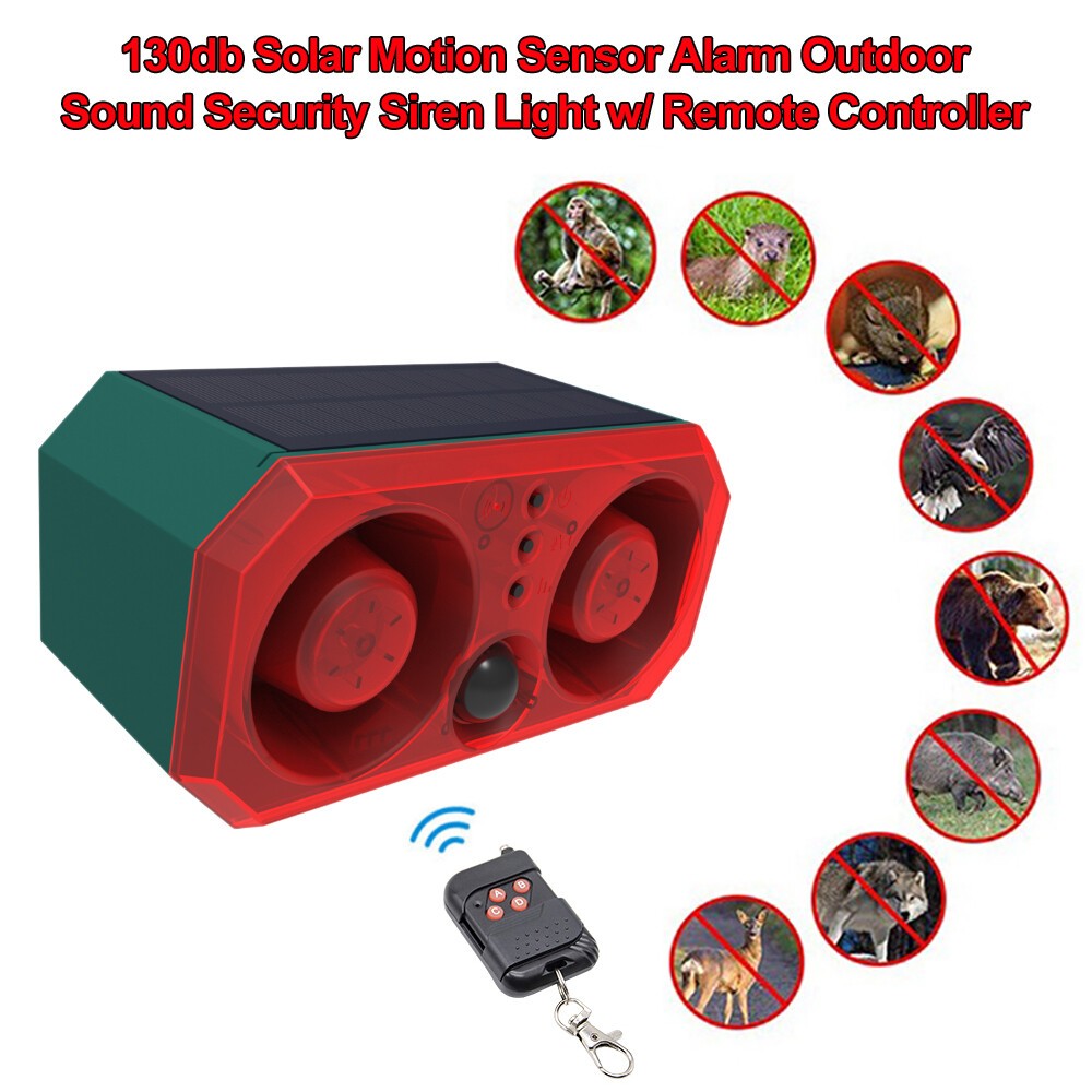 Solar Warning Light 130db with Motion Sensor and Remote