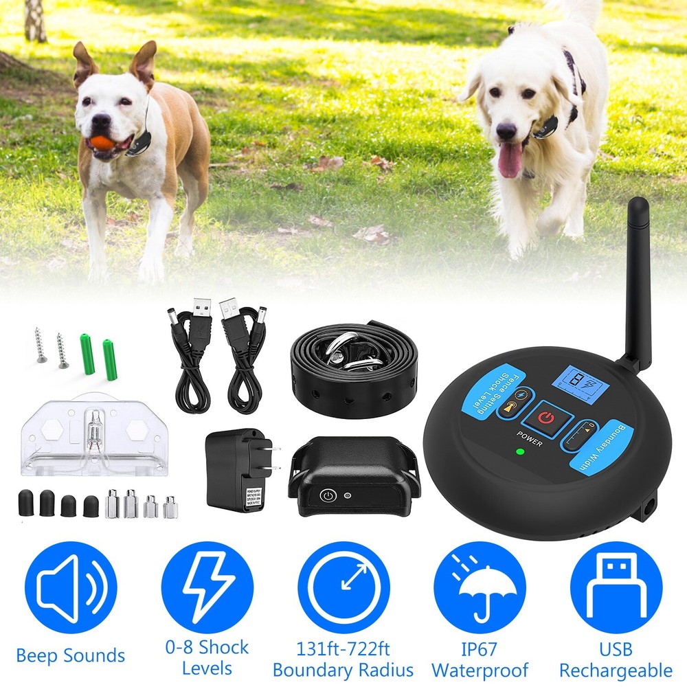 Wireless Electric Dog Fence Containment Boundary System Shock Training Collar