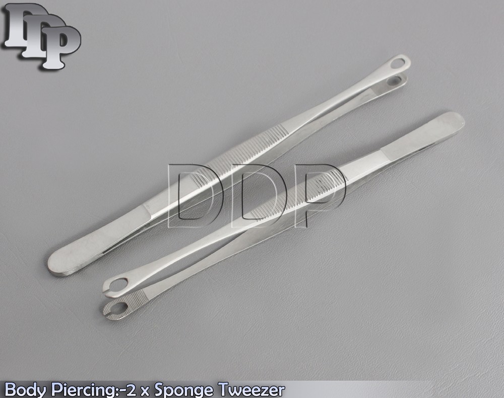 Body Piercing:-2 x Sponge Tweezer (Regular & Slotted)