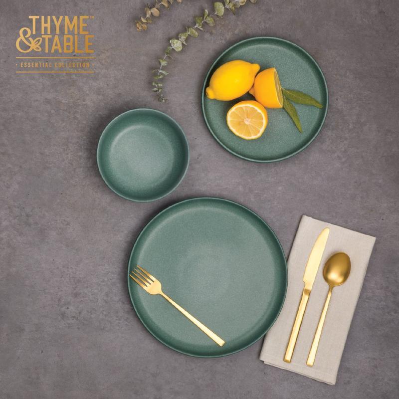 12 Piece Stoneware Dinnerware Set Dishwasher Safe Microwave Safe Durable Round