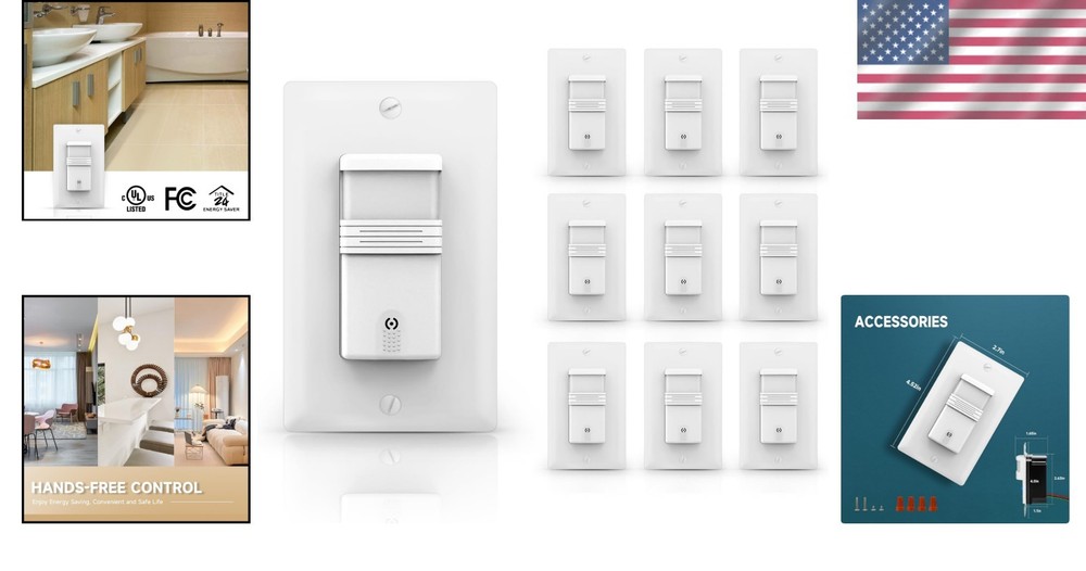 Neutral Wire Required Motion Sensor Switch - Adjustability for Indoor Lighting
