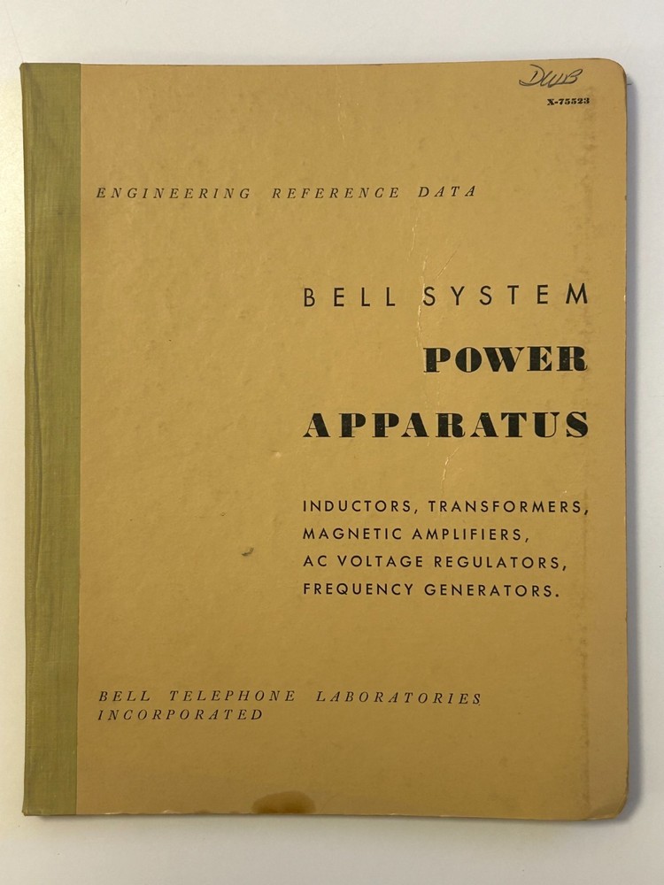 Bell Telephone Laboratories Power Apparatus Engineering Reference Data 1958 Book