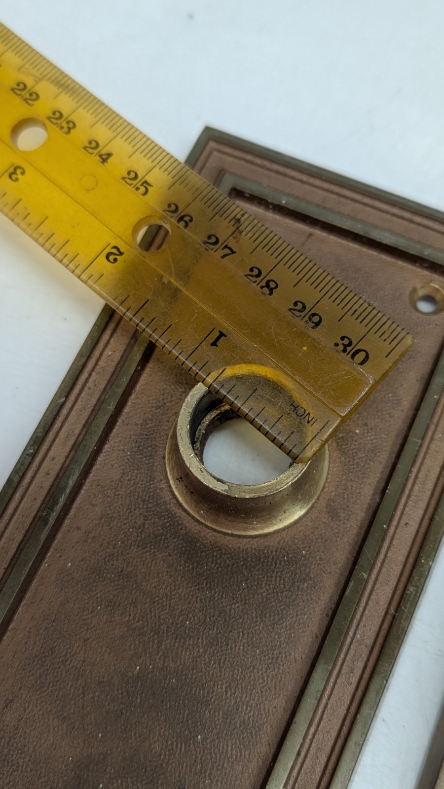 Heavy Brass 1920s Art Deco Corbin Set Door Knobs, Plates, Mortise MORE AVAILABLE