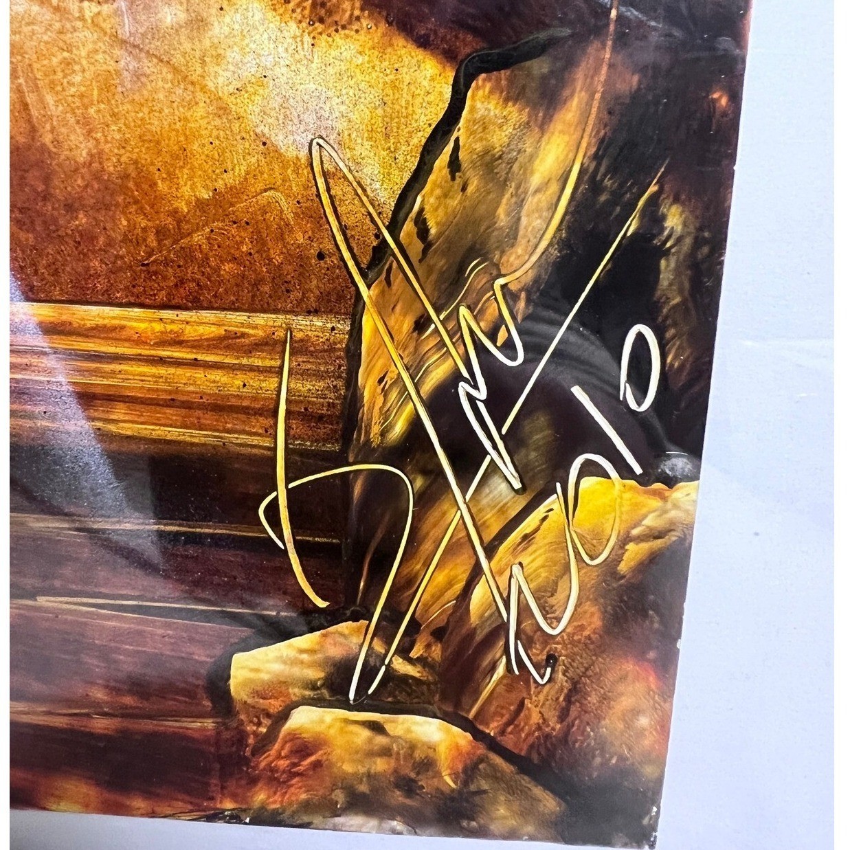 Vintage Fantasy Landscape Planets Sci-Fi Spray Paint Signed Framed Art Painting