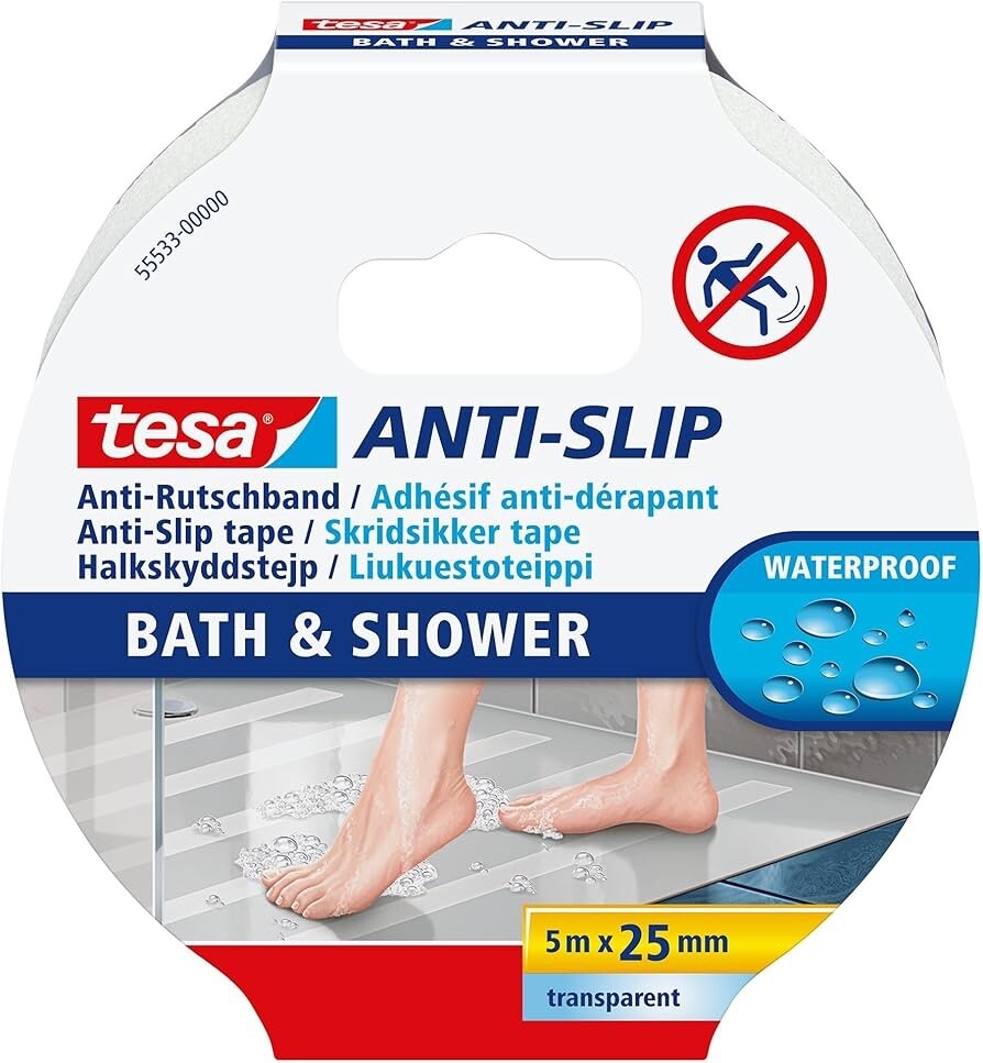 2x tesa Anti-slip Tape Bathroom Shower Mounting Tape Transparent 16 5/12ft x 0