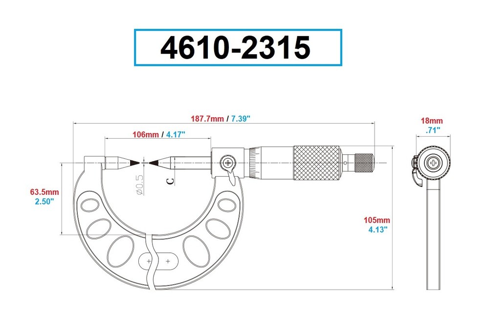 DASQUA 2-3" POINT MICROMETER (4610-2315)