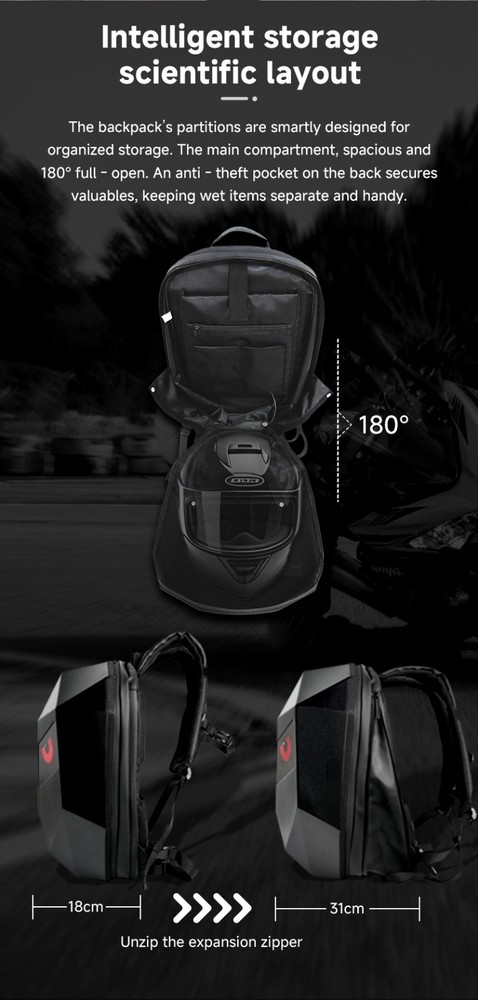 LED Motorcycle Riding Backpack Featuring Illuminated Eye Design, Large Capacity