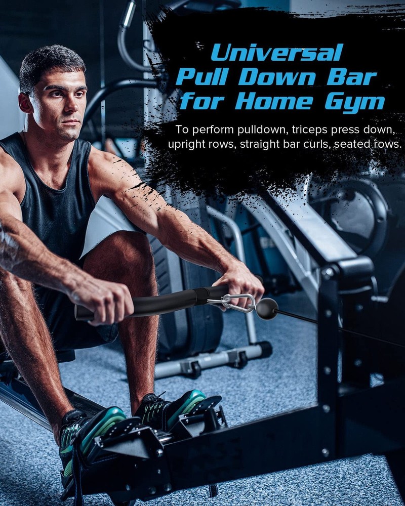 LAT Pulldown Attachments, Black Steel Lat Bar Cable Attachments Handles, Home...