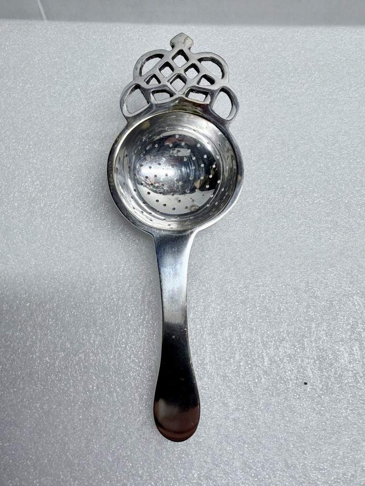 Vintage Silver Plated Tea Strainer With Handle Crown Design