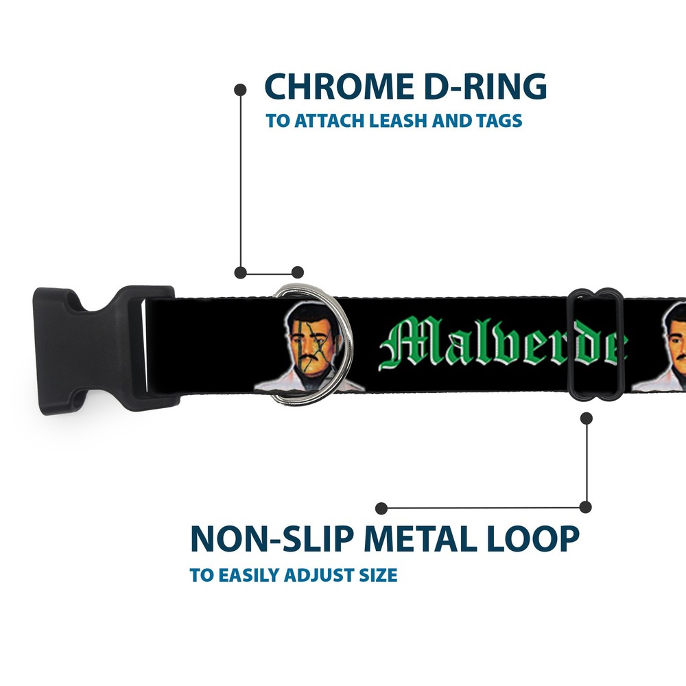 Plastic Clip Collar Malverde Repeat NARROW-Small 7-8.5"