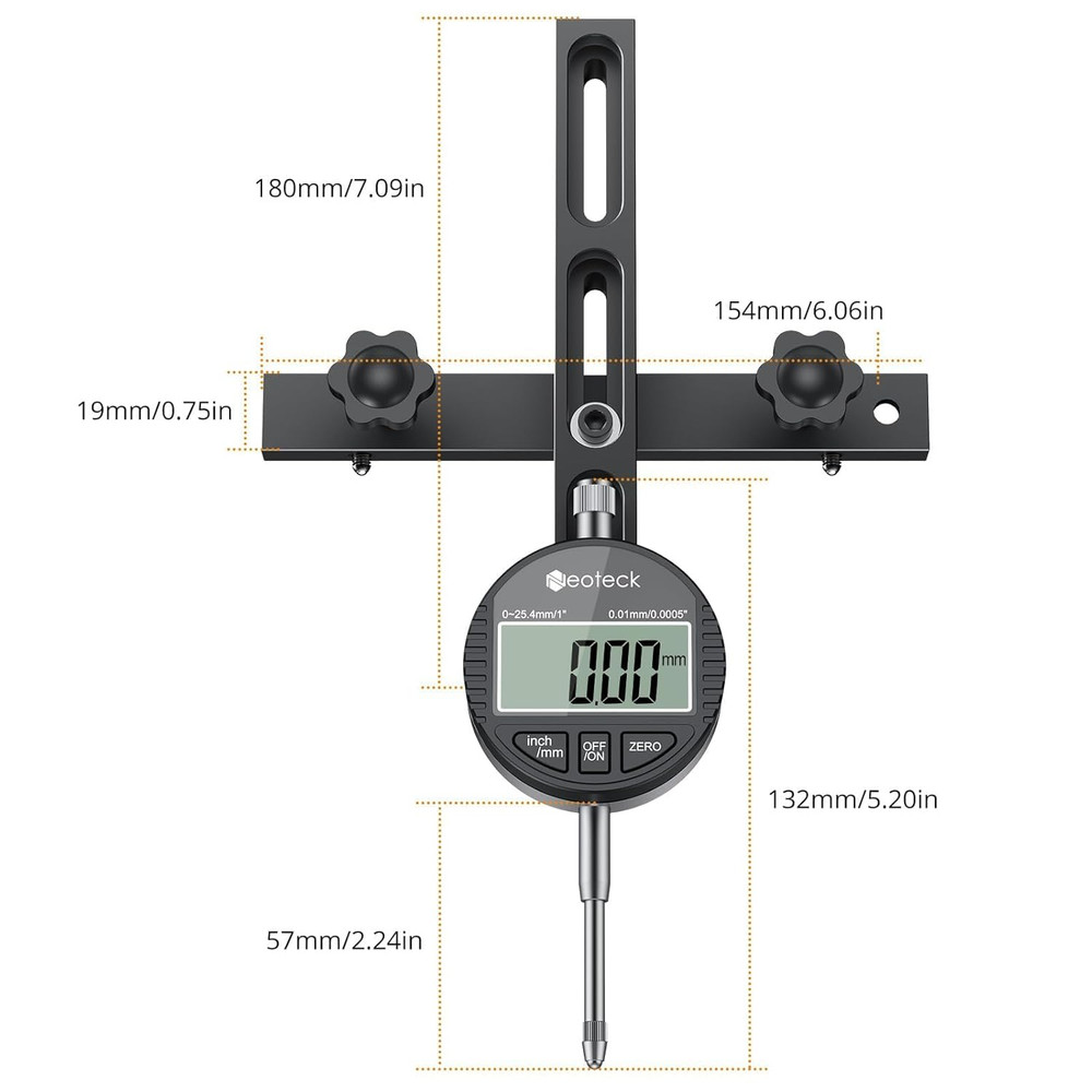 Neoteck 0-1'' Digital Dial Indicator Table Saw Gauge Suitable for Table Saws wit