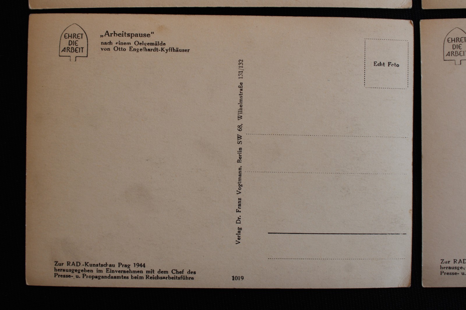 LOT OF 4 UNUSED WWII GERMAN MILITARY POSTCARDS