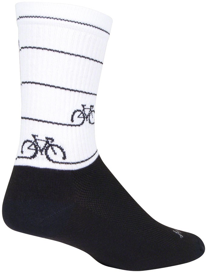 SockGuy Crew Cyclepath Socks Large/XL Black/White