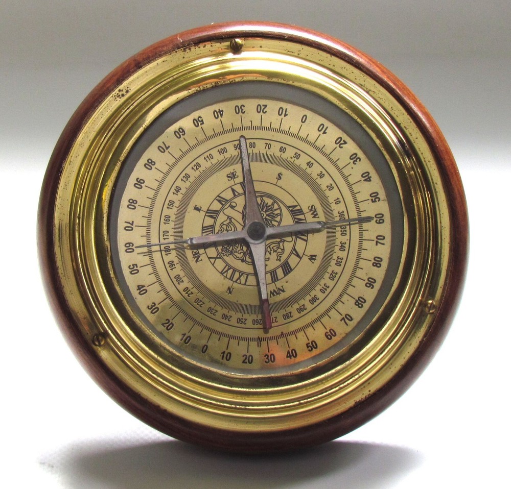 Vintage Brass/Wood Compass - Working