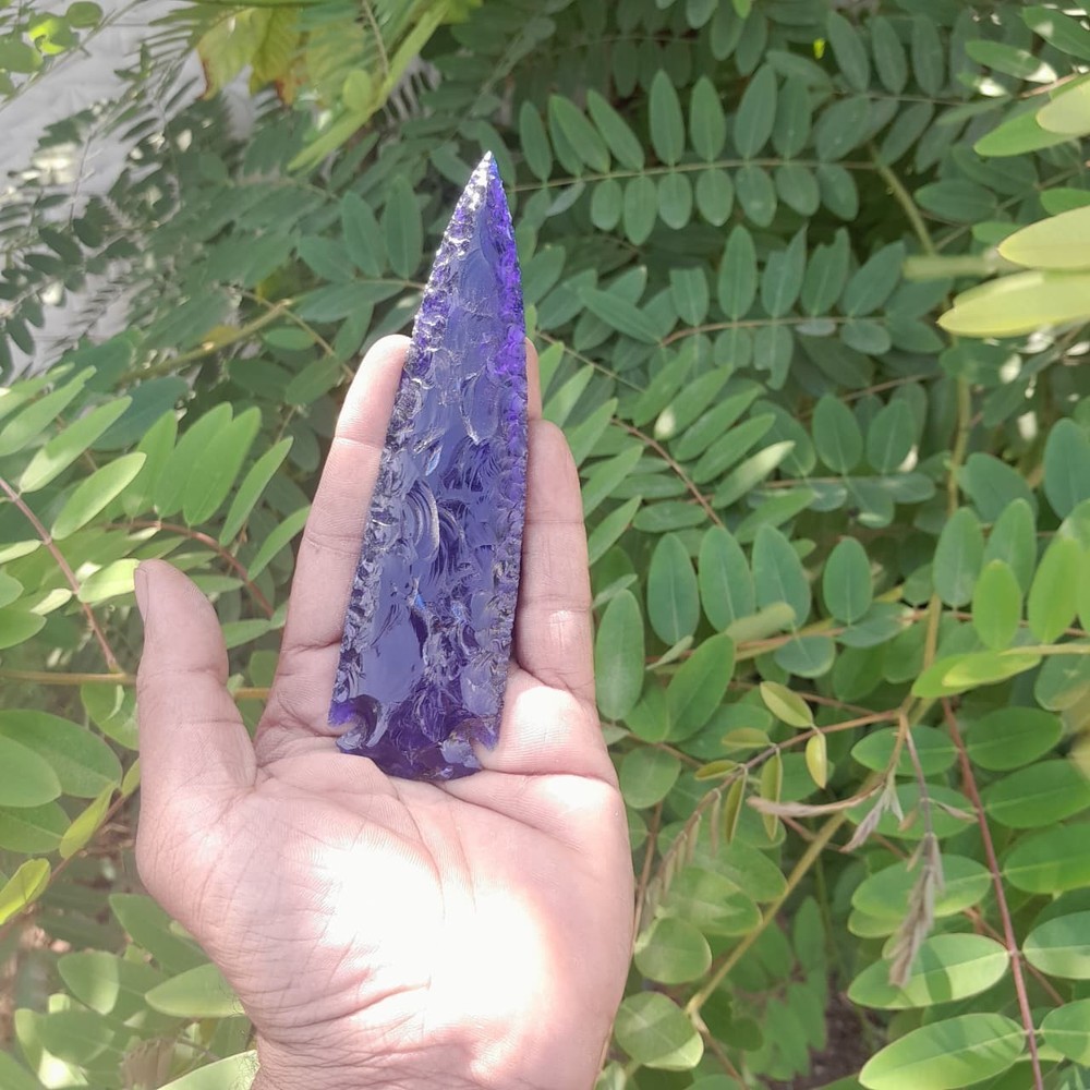 Boho Blue Crystal Arrowhead – Unique Handmade Wall Hanging Decor,