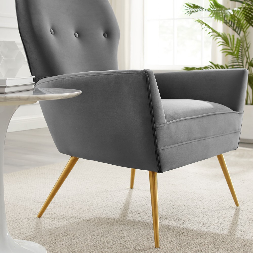 Modway Renata Button Tufted Performance Armchair in Gray