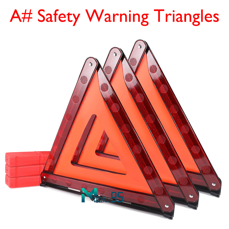 3PCS Car Emergency Warning Triangle DOT Approved Reflective Safety Roadside Kit