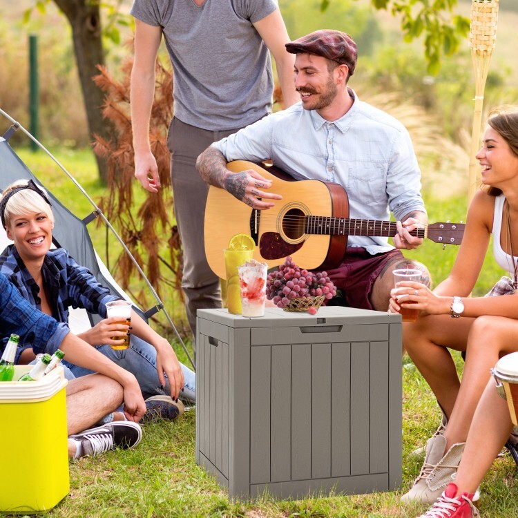 30 Gallon Outdoor Storage Organizer Deck Box Seating Container With Lockable Lid