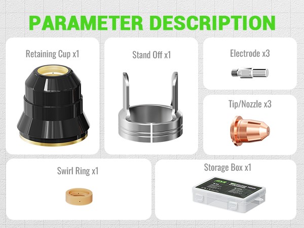 AIXZ 9 Pcs Plasma Cutting Torch Consumables Sets for Low-Frequency Welding Torch
