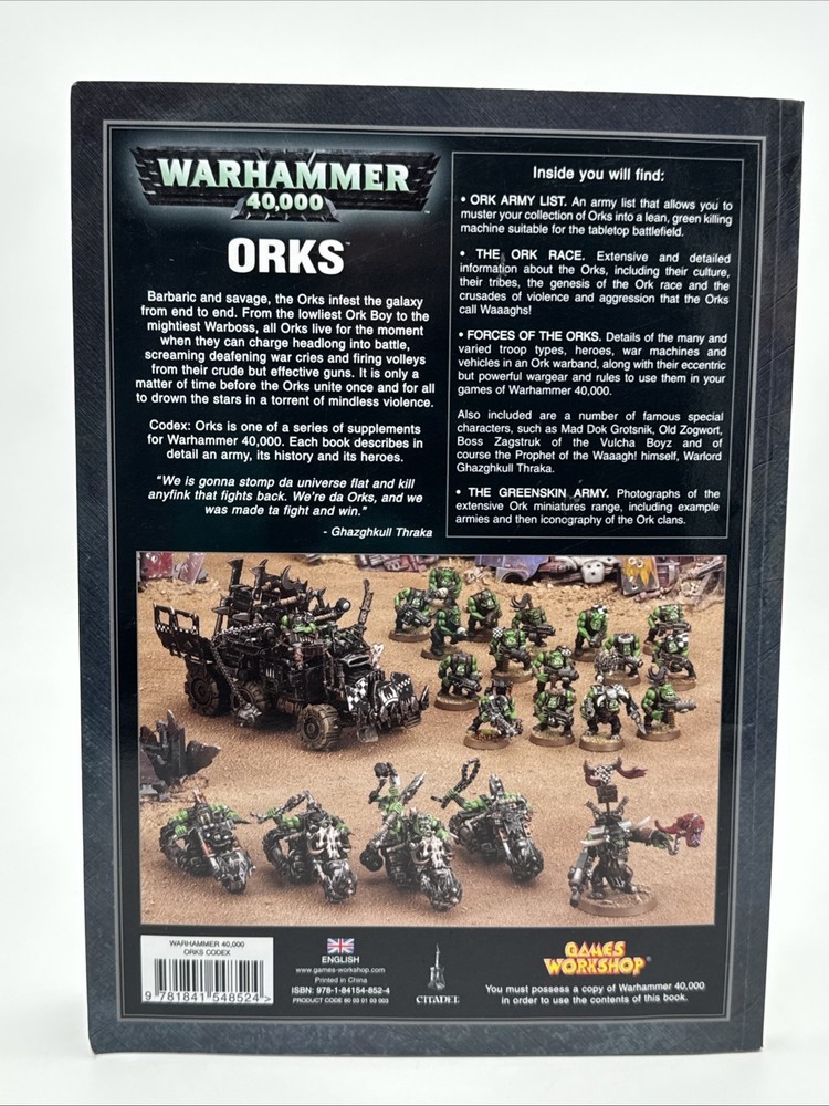 Games Workshop Warhammer 40k Codex Orks 4th Edition 2007