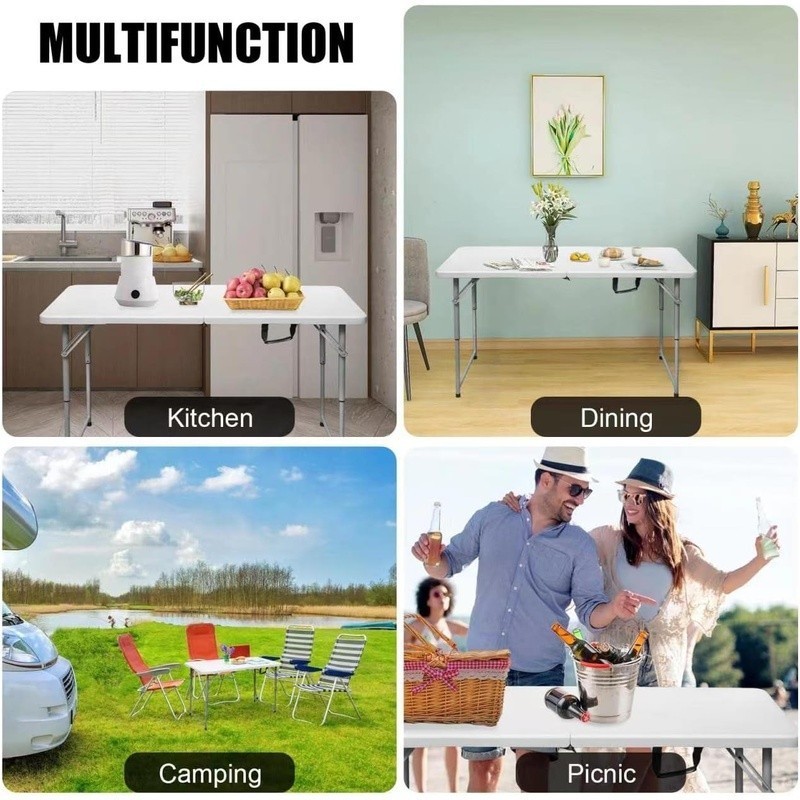Foldable Portable 4ft Folding Table Lightweight Outdoor Picnics BBQ Game Desk US