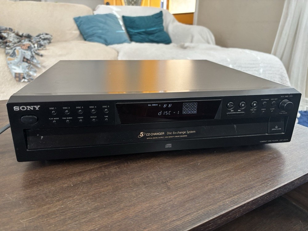 Sony CDP-CE275 5-Disc CD Changer Player Ex-Change System-Tested- No Remote