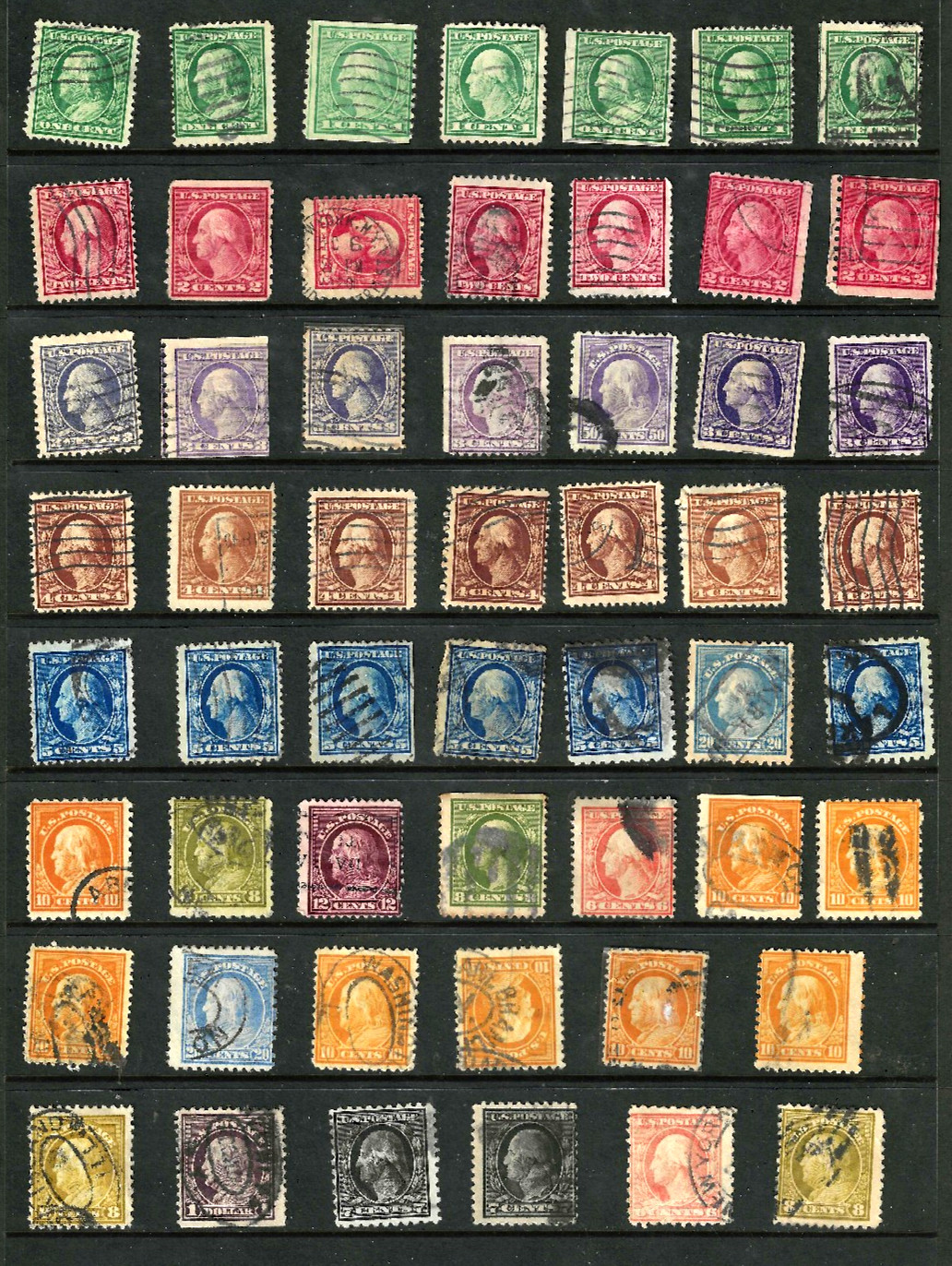 Dealer Collection 1C-$1 Untyped Washington Franklin Couple Coils 1908-22 US40-10