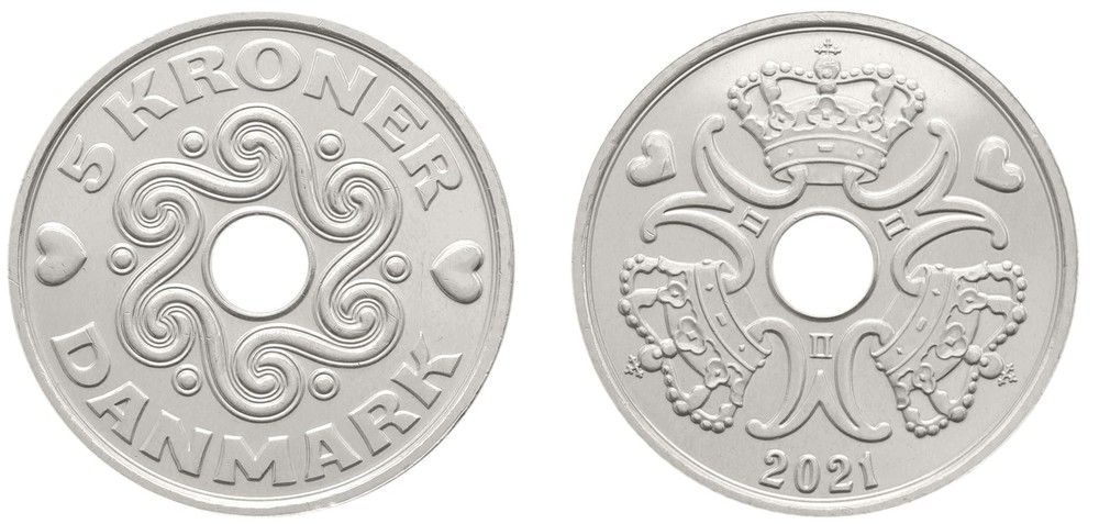 Denmark 5 Kroner, 1990-2023, KM #869, Mint