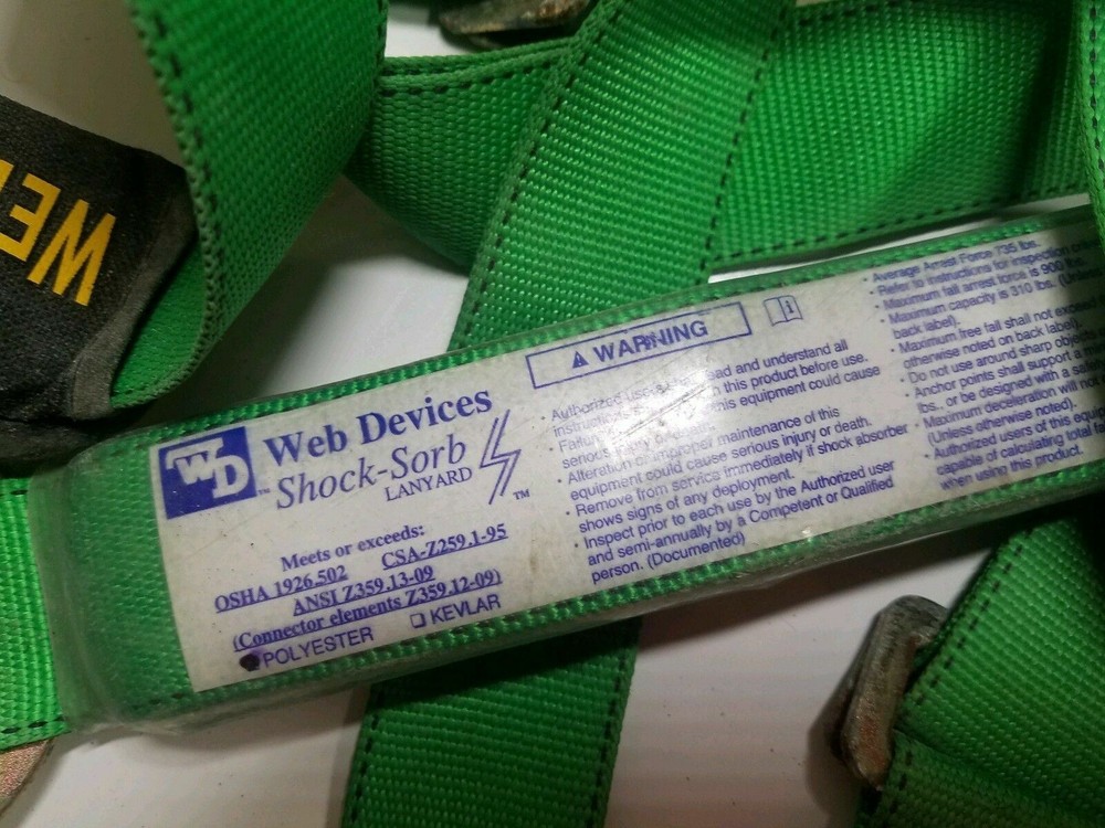 Web Devices Full Body Safety Harness, 310lb Max, Poly, 2015 3-4ft