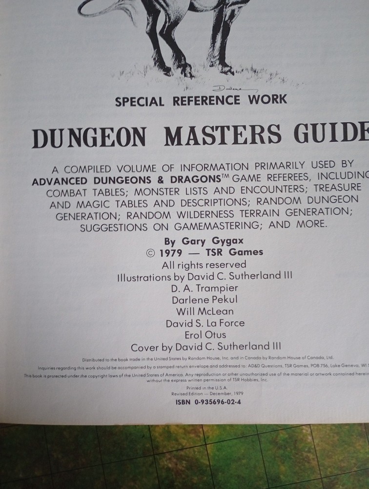 Advanced Dungeons & Dragons Dungeon Masters Guide Revised Edition Dec 1979 TSR