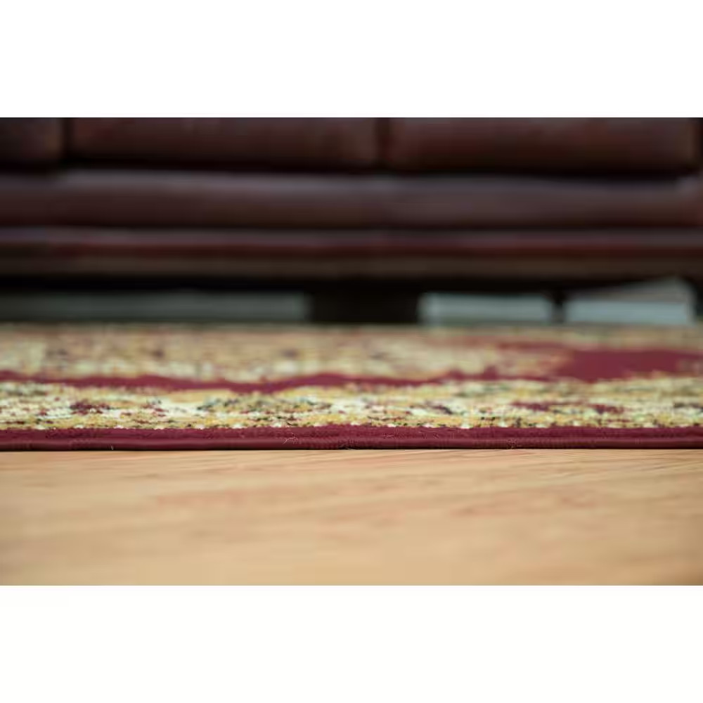 Floral Kerman Burgundy 2 Ft. X 3 Ft. Indoor Area Rug
