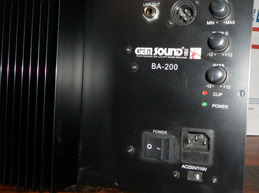 Gem Sound BA-200 DJ Professional Powered Speaker 200W Amplifier & Control Panel