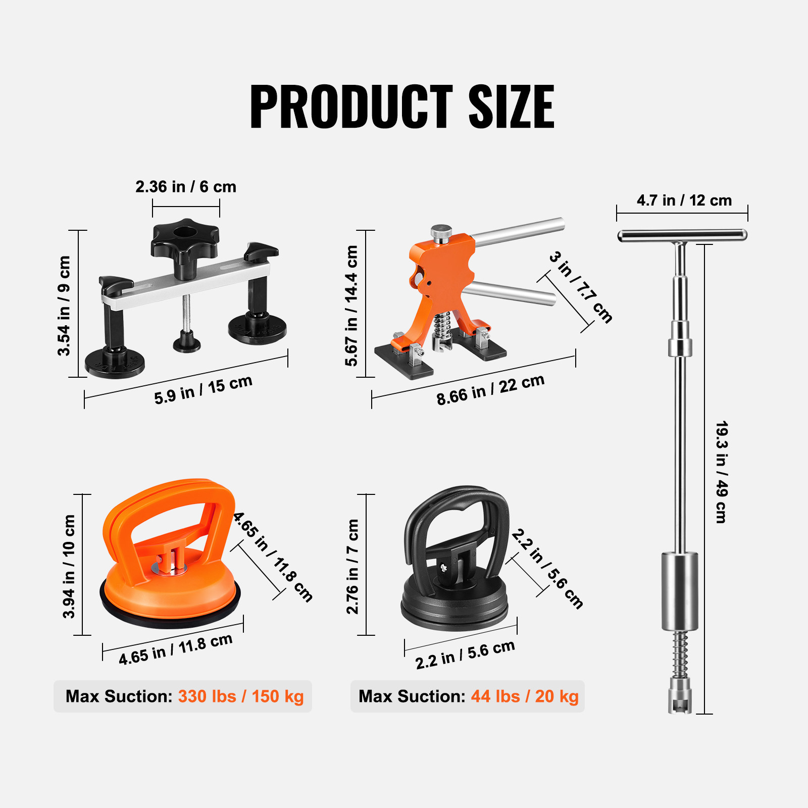 Car Body Dent Puller Bridge Lifter 107PC Paintless Hail Dent Remover Repair Kit