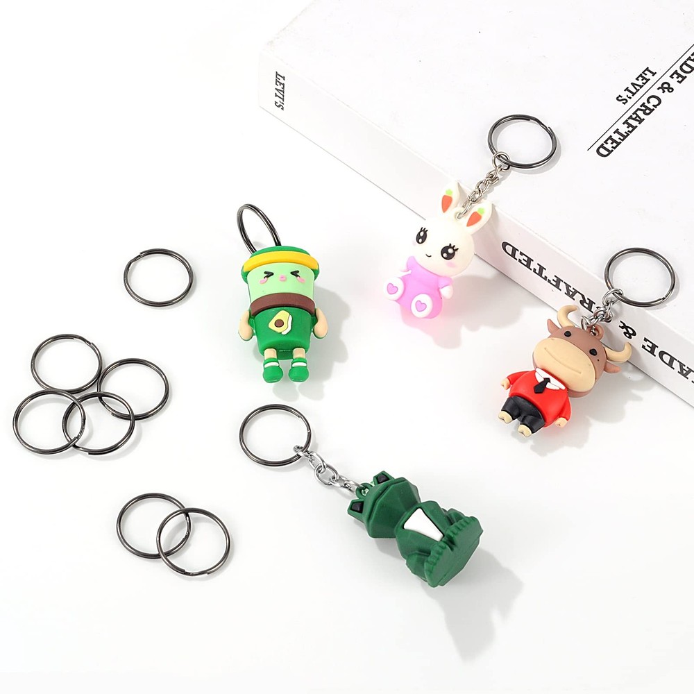 100PCS Split Key Rings Bulk for Keychain and Crafts 1”100Pack, gun black