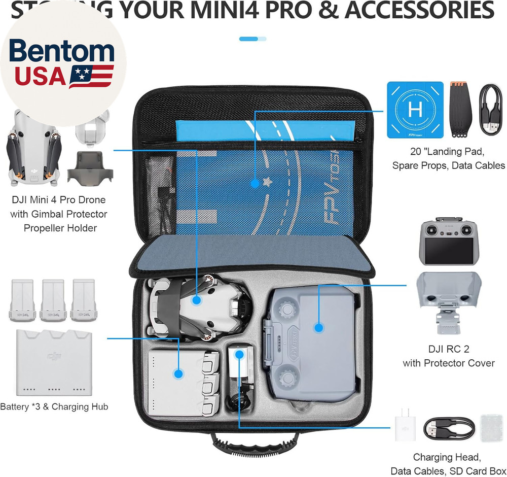 Mini 4 Pro Accessories Bundle - 7-IN-1 Kit, Carrying Case, ND Filter Set, RC2 Su