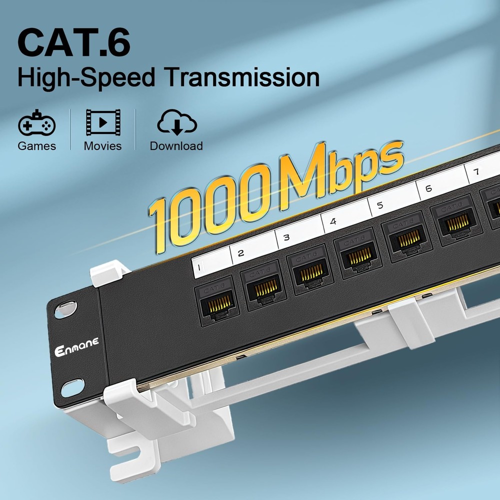 8 Port Patch Panel Cat6 Keystone Coupler Unshielded Wall Mount 10 Inch 89D