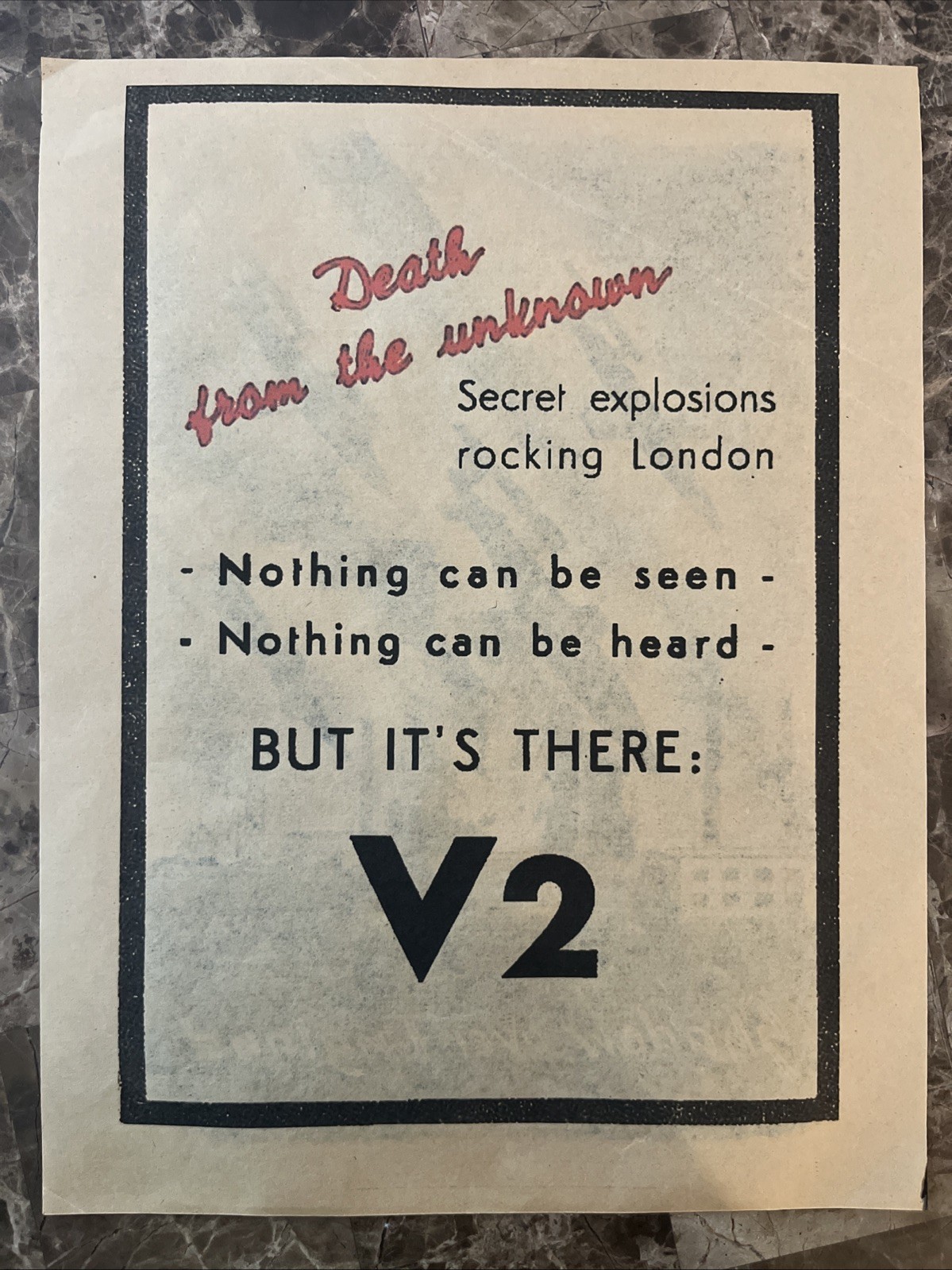 1944 WWII German Propaganda Leaflet “Shadow Over England” V-2 Rocket