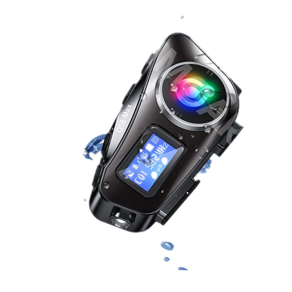 Motorcycle Bluetooth Intercom Helmet Headset Rider FM LCD Flashlight Waterproof