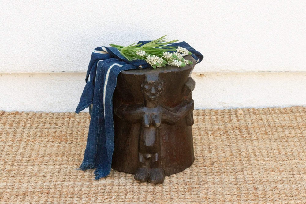 Ebonized Brown Pedestal Shango Stool