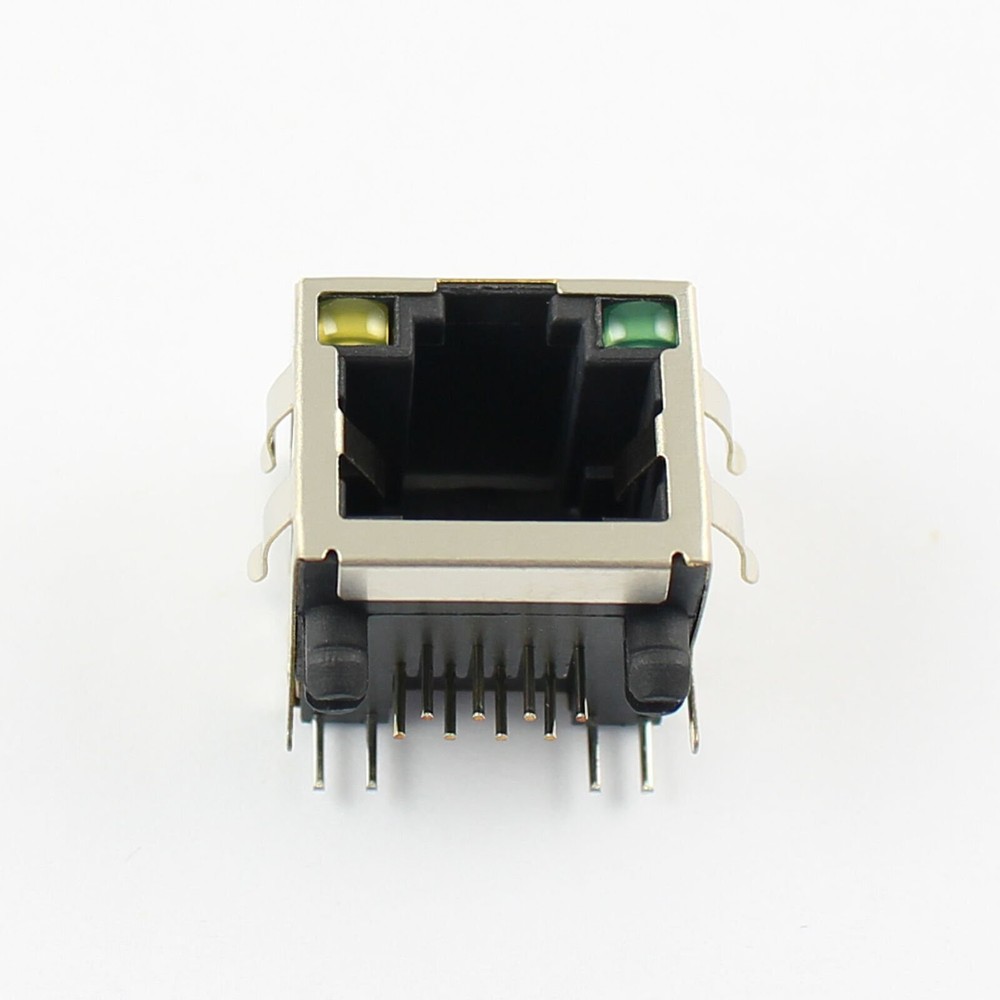 5Pcs RJ45 8P8C 8 Pin Shielded PCB Mount Network Socket Connector With LED